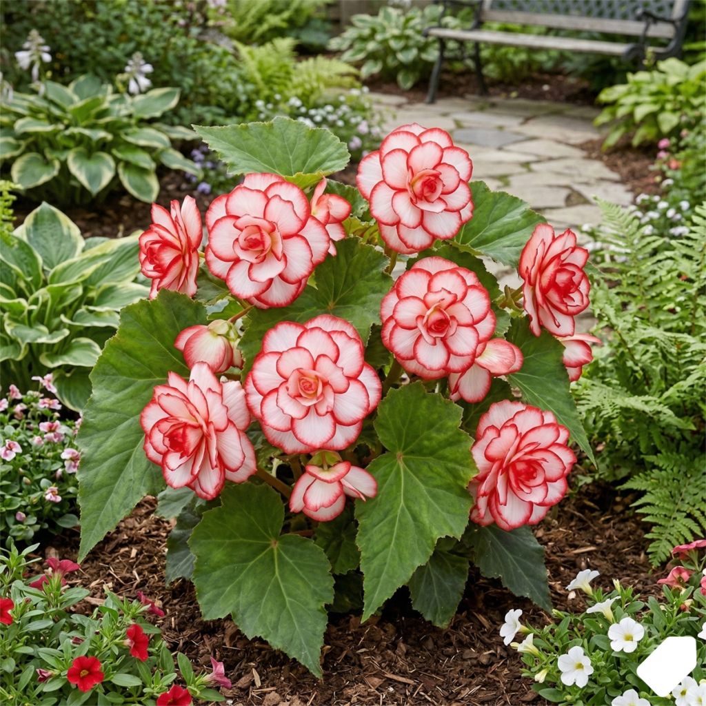 Begonia à grandes fleurs blanc et rouge