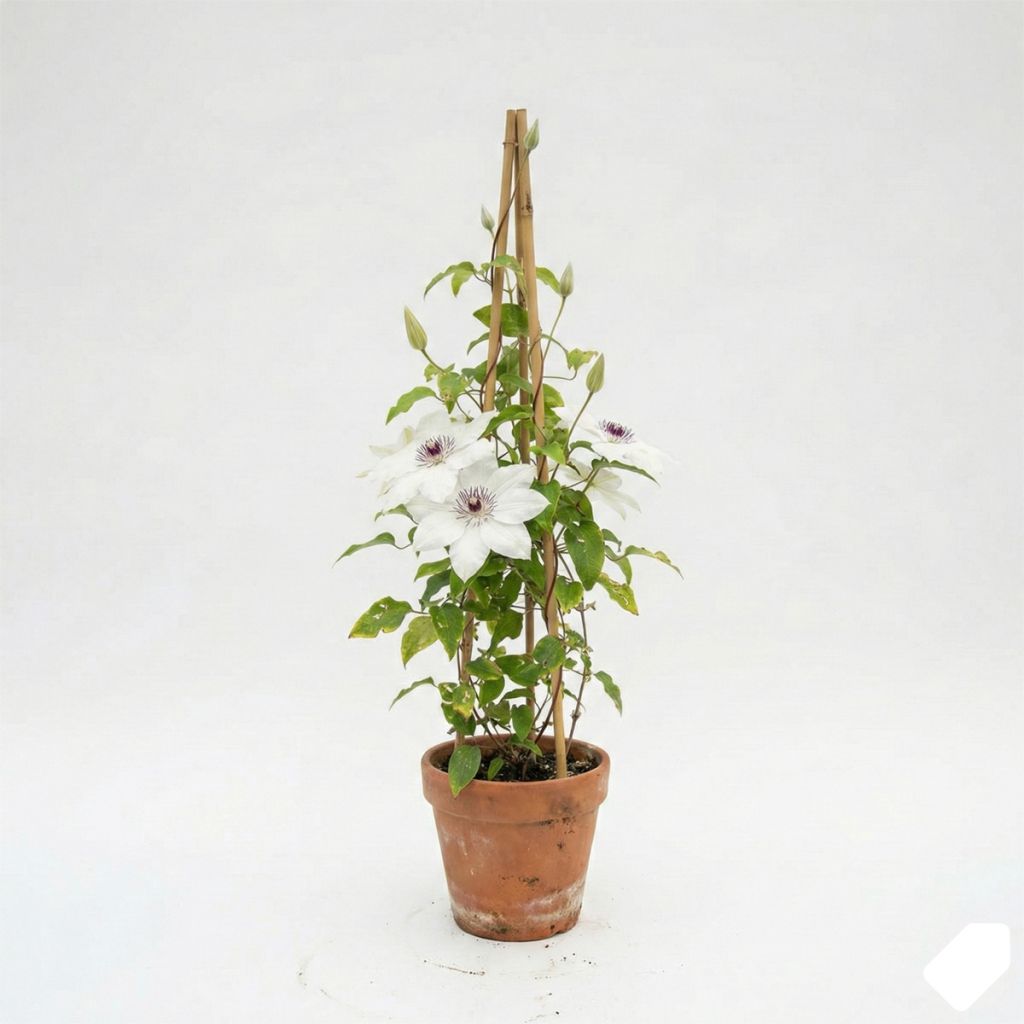 Clématite d’été blanche à cœur foncé