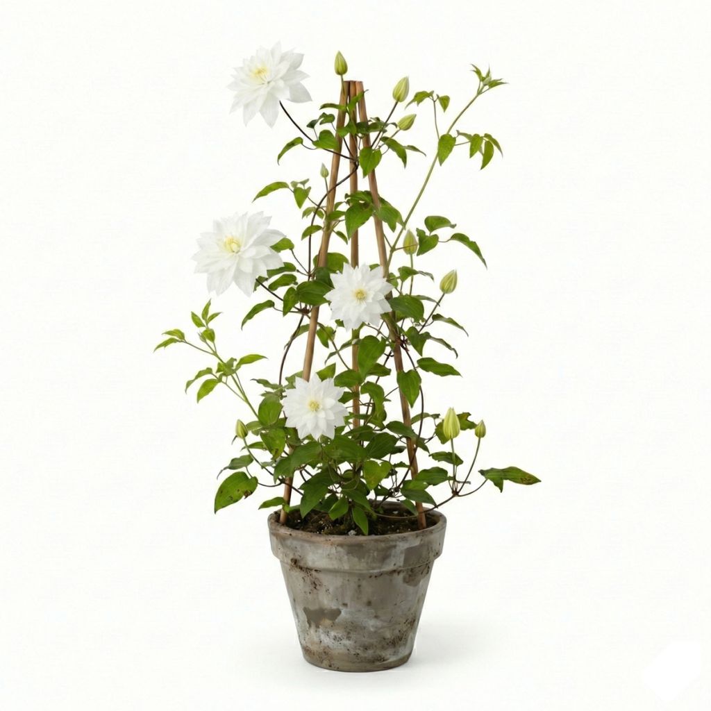 Clématite de printemps blanche à fleurs doubles