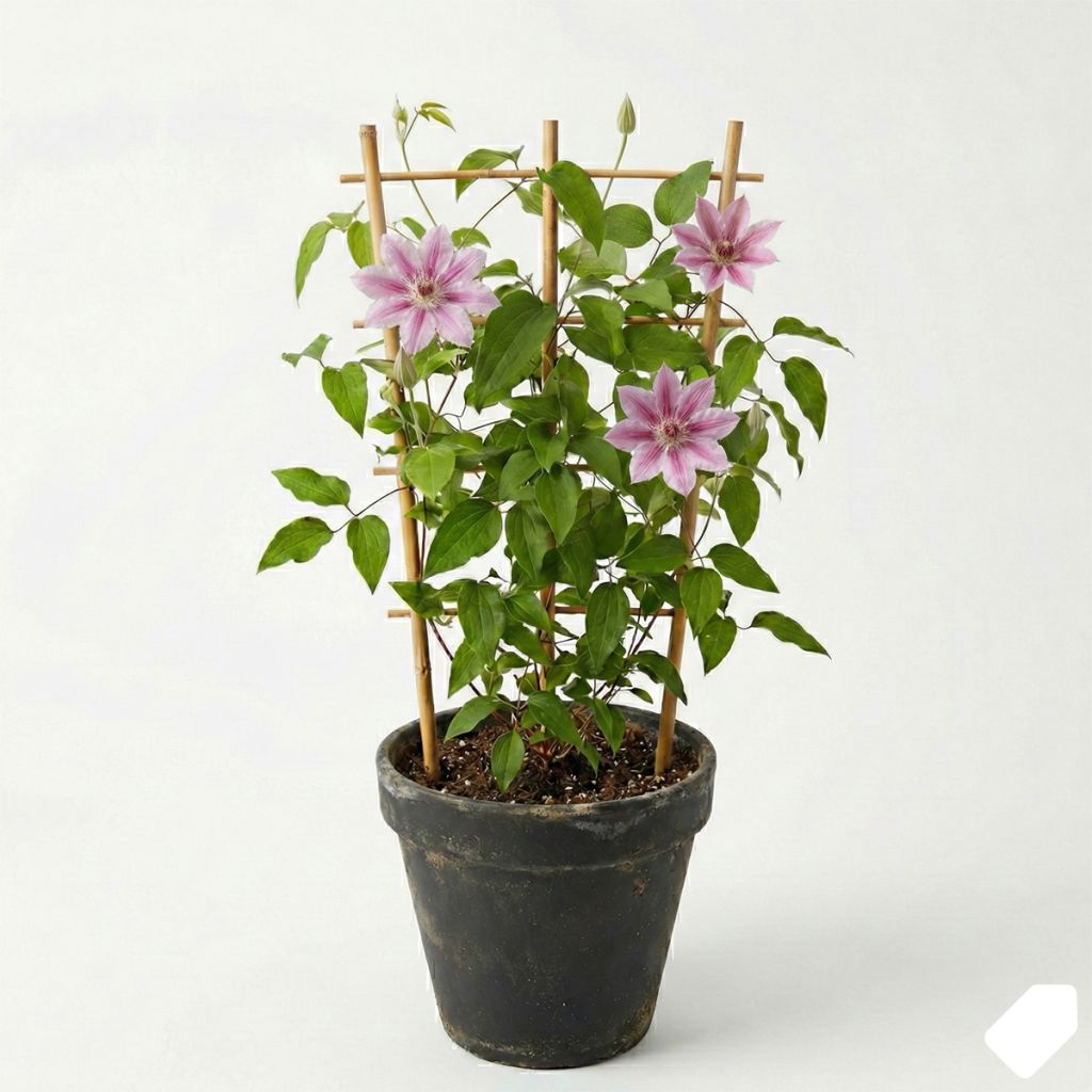 Clématite de printemps et d’été rose clair striée de carmin