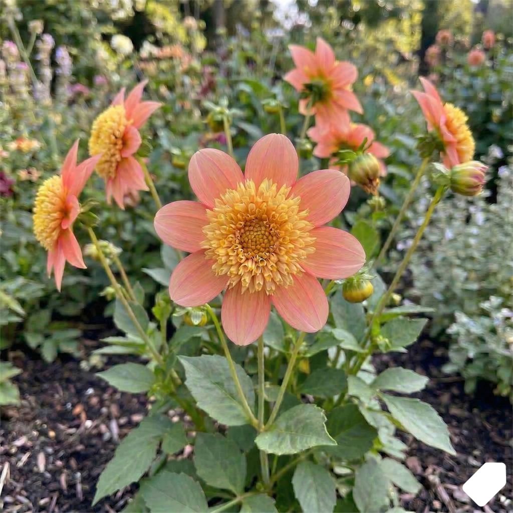 Dahlia anémone rose et jaune