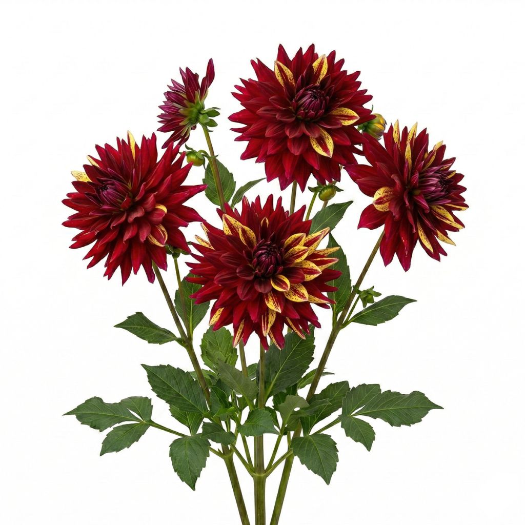 Dahlia géant rouge et jaune