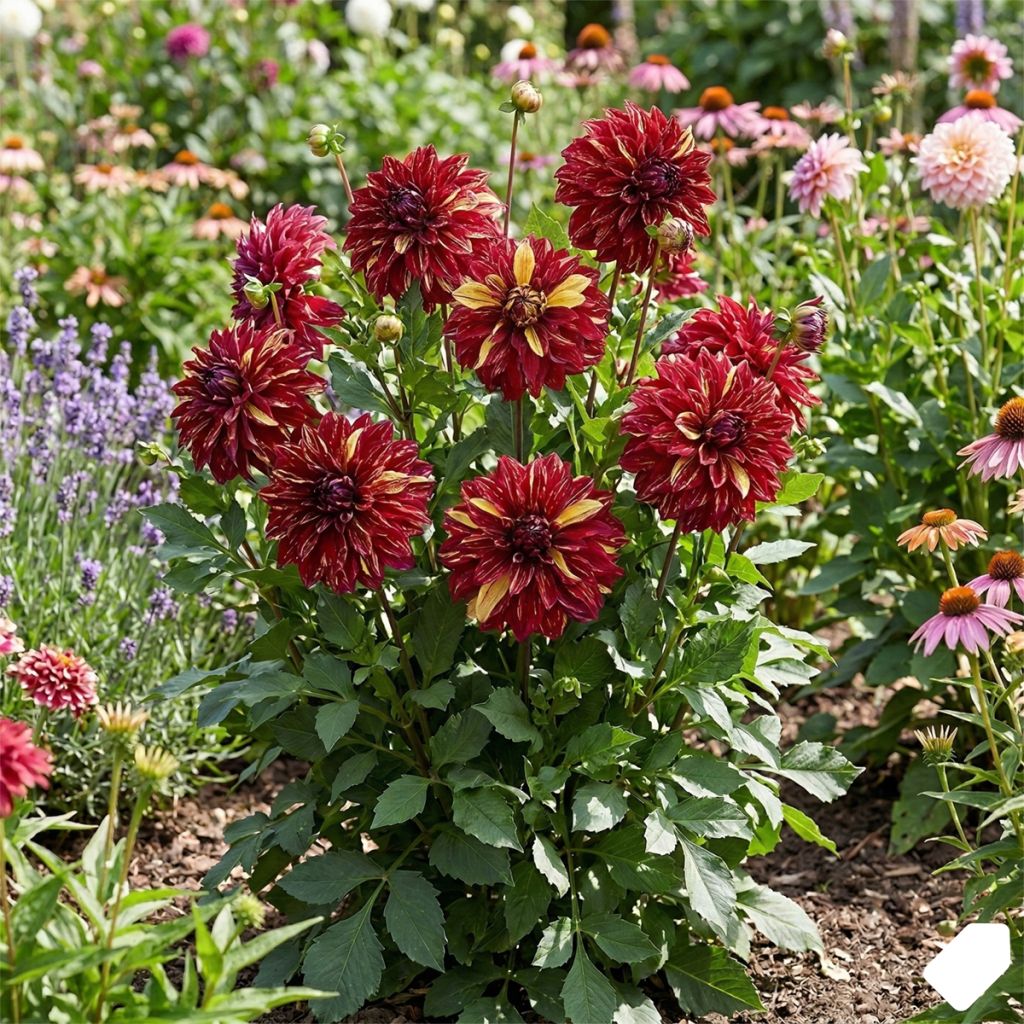 Dahlia géant rouge et jaune