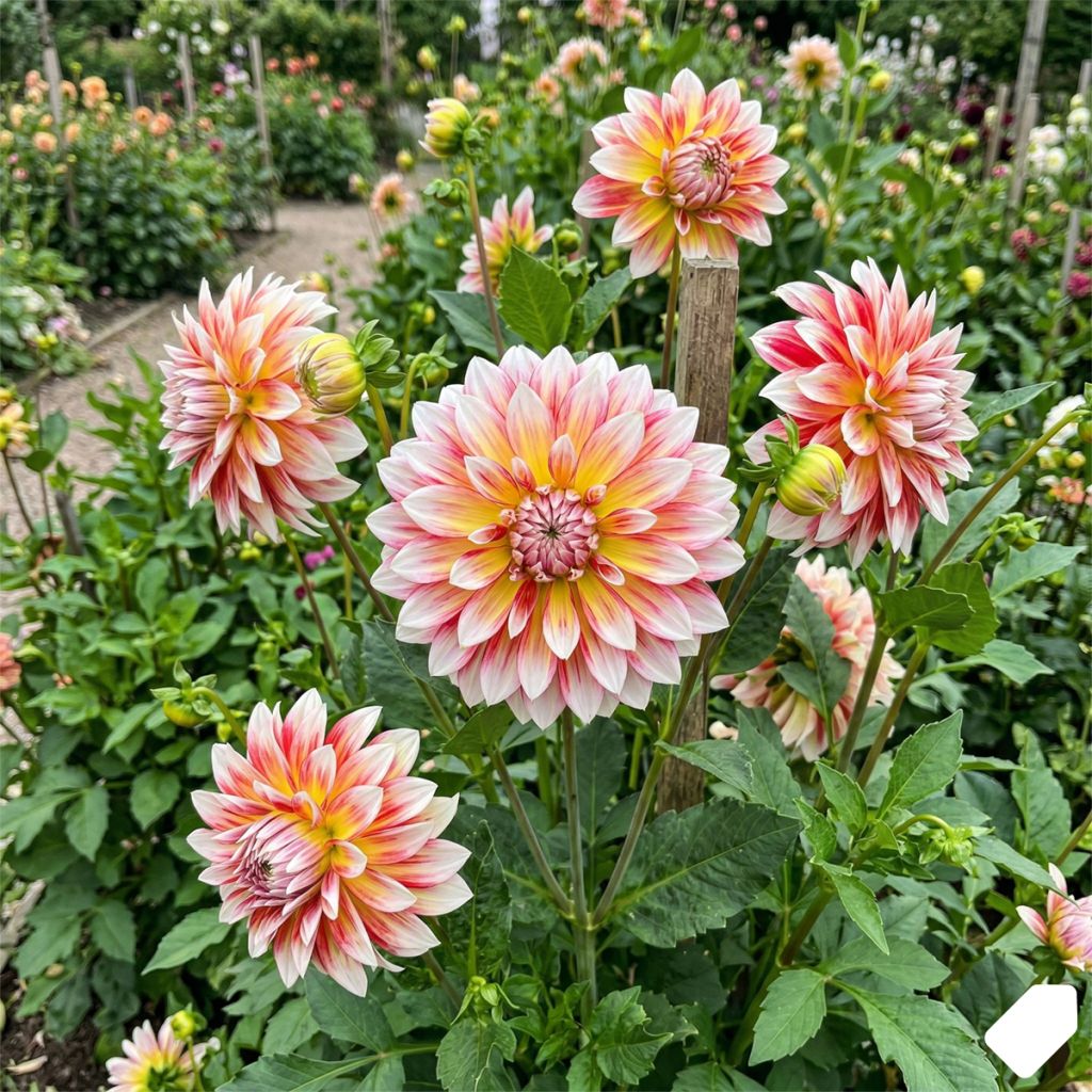 Dahlia géant strié blanc et rose