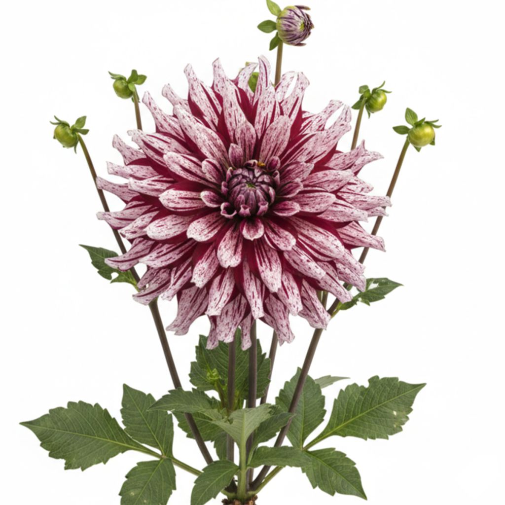 Dahlia semi-cactus rose et pourpre