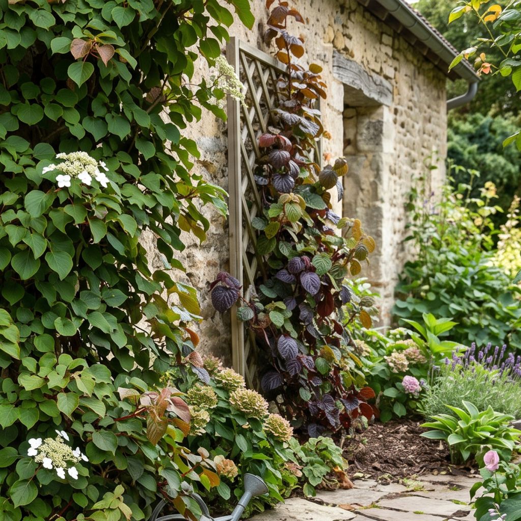Hortensia grimpant à feuilles pourpres