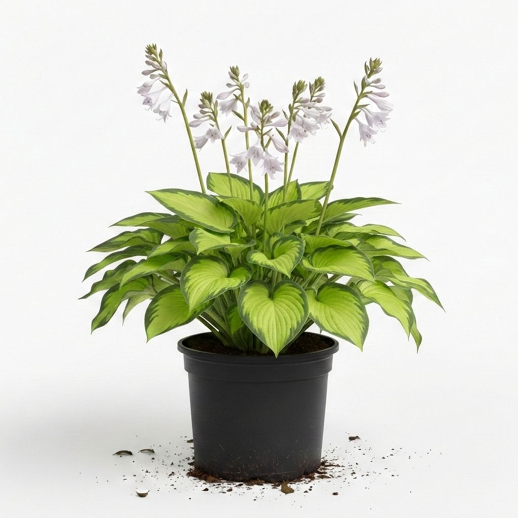 Hosta mauve, feuilles vert pâle bordées de vert