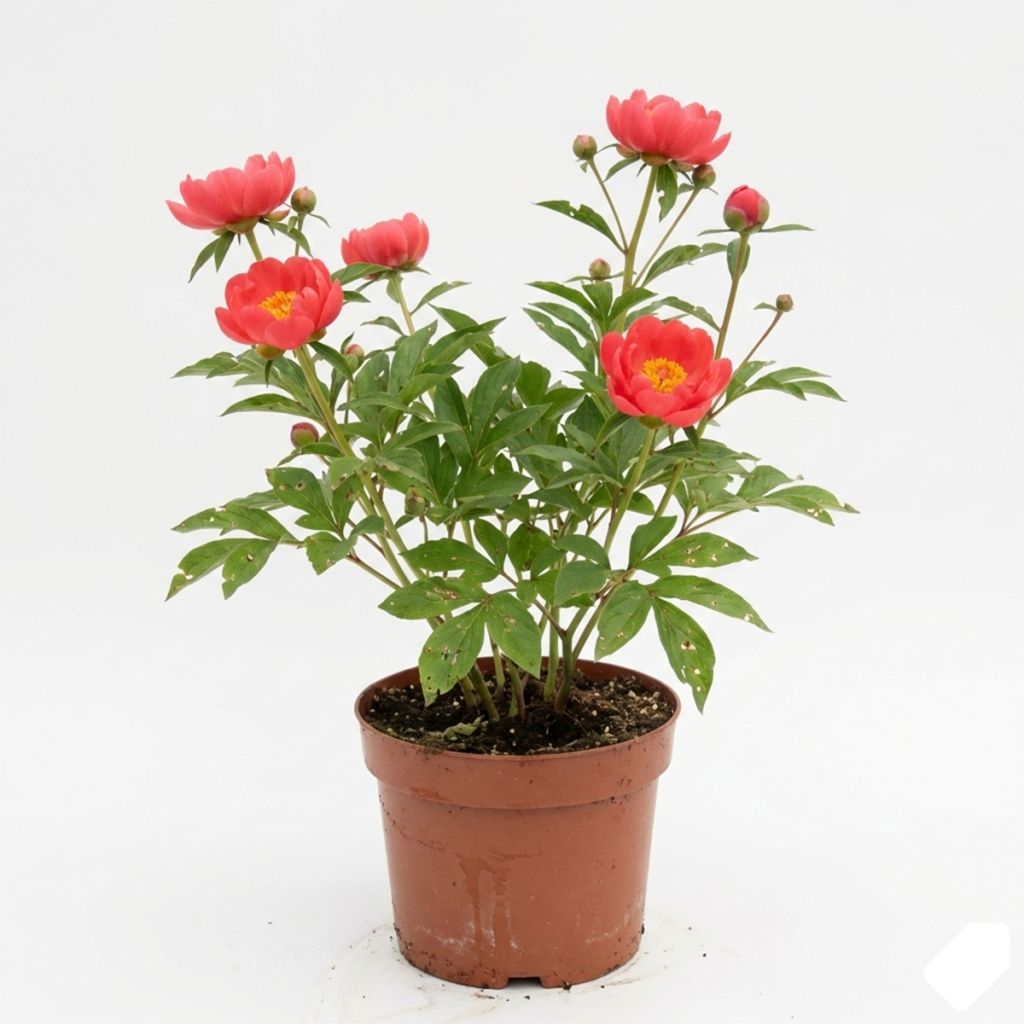 Pivoine simple rouge corail
