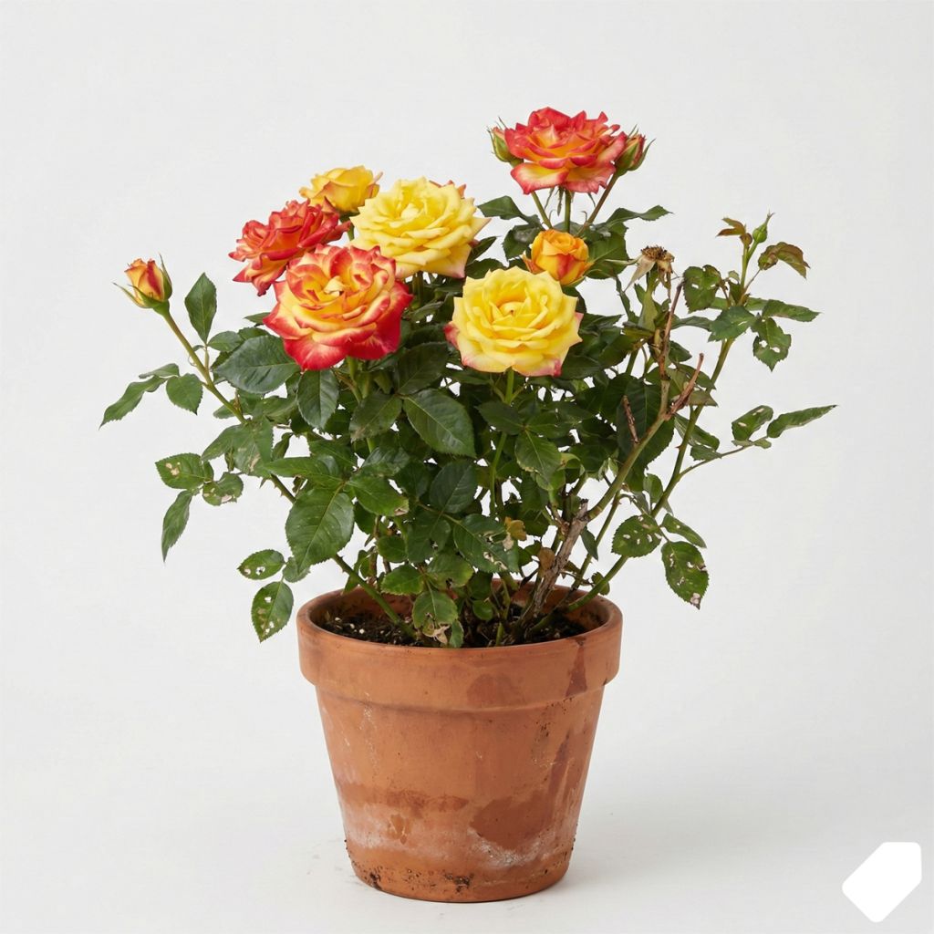 Rosier bas rouge orange et jaune