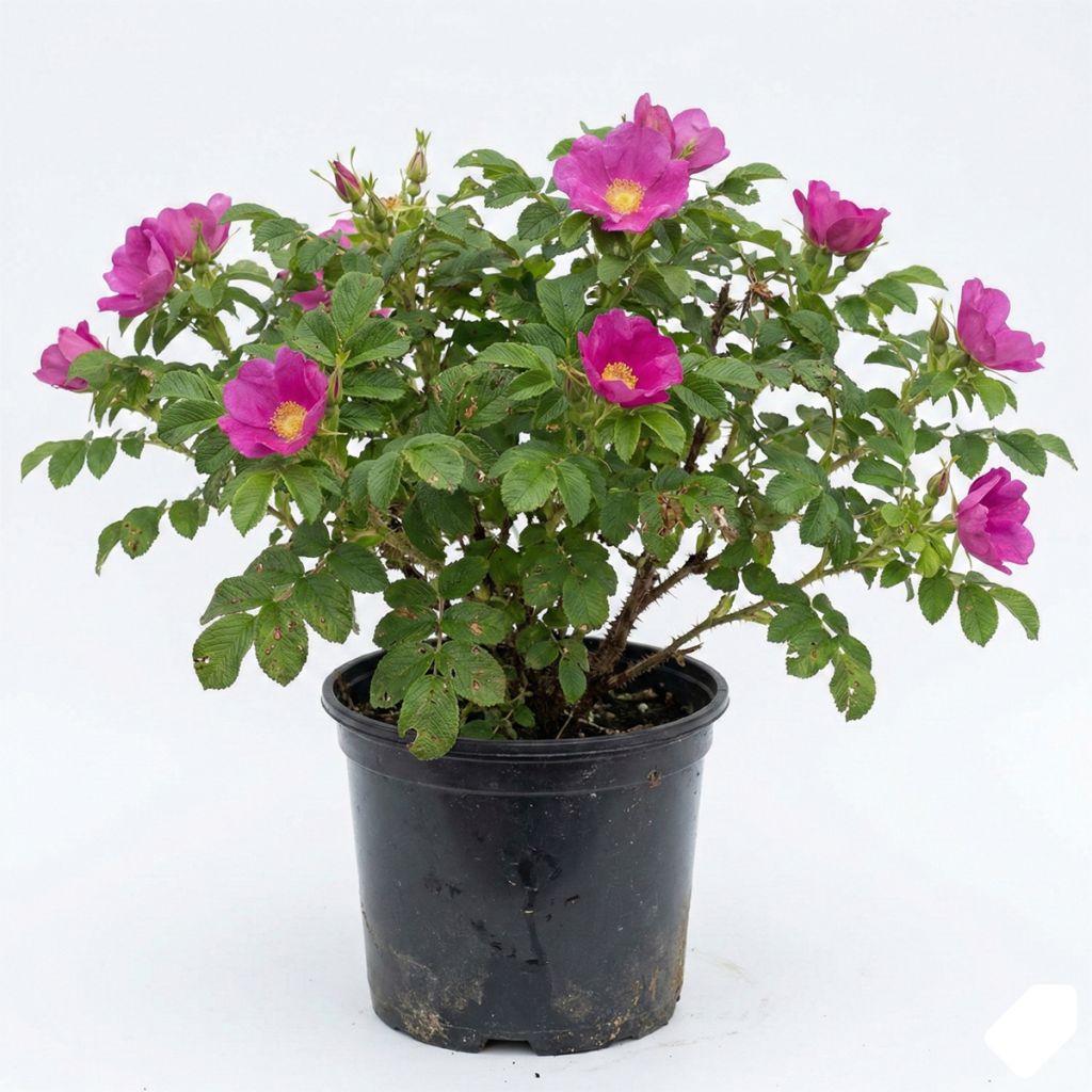 Rosier buisson à fleurs simples rose foncé