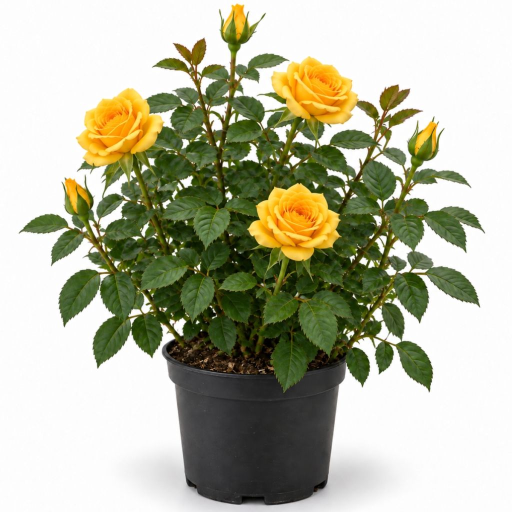 Rosier buisson à grandes fleurs jaunes
