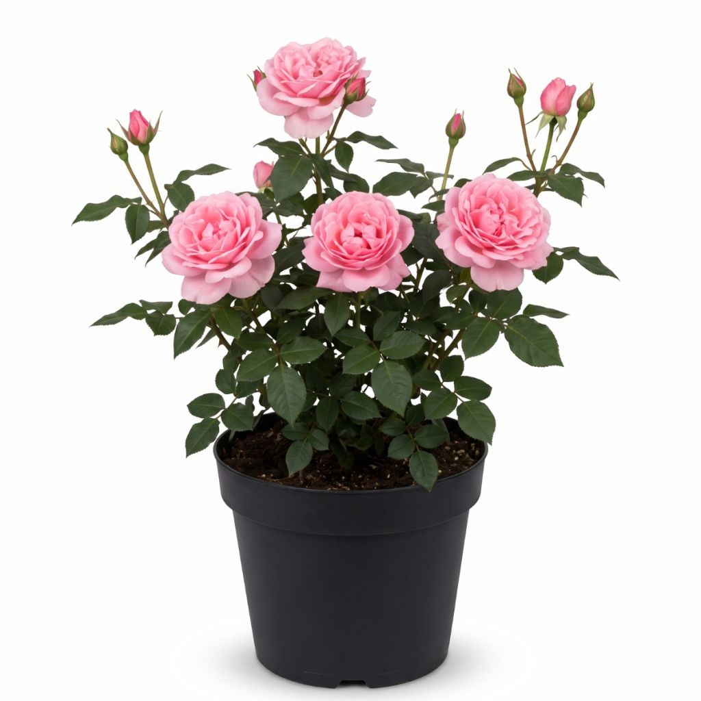 Rosier buisson à grandes fleurs roses