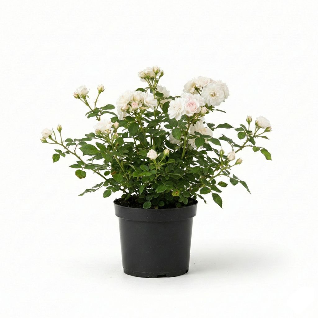 Rosier couvre-sol à fleurs groupées blanc