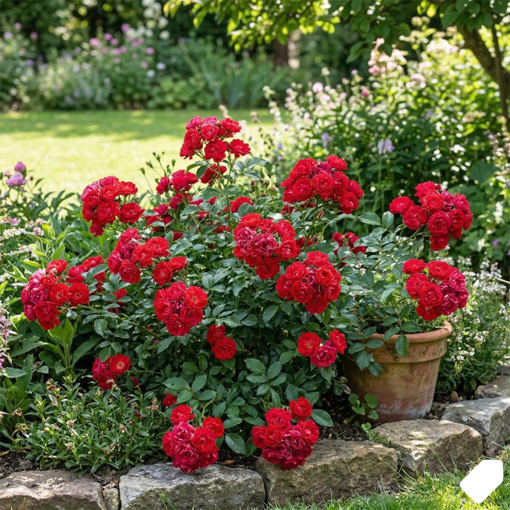Rosier à fleurs doubles rouge