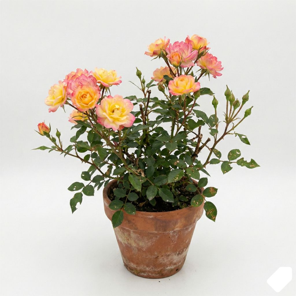 Rosier miniature rose jaune crème