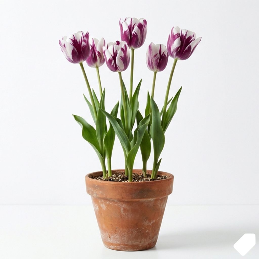 Tulipe à longue tige flammée violet-blanc