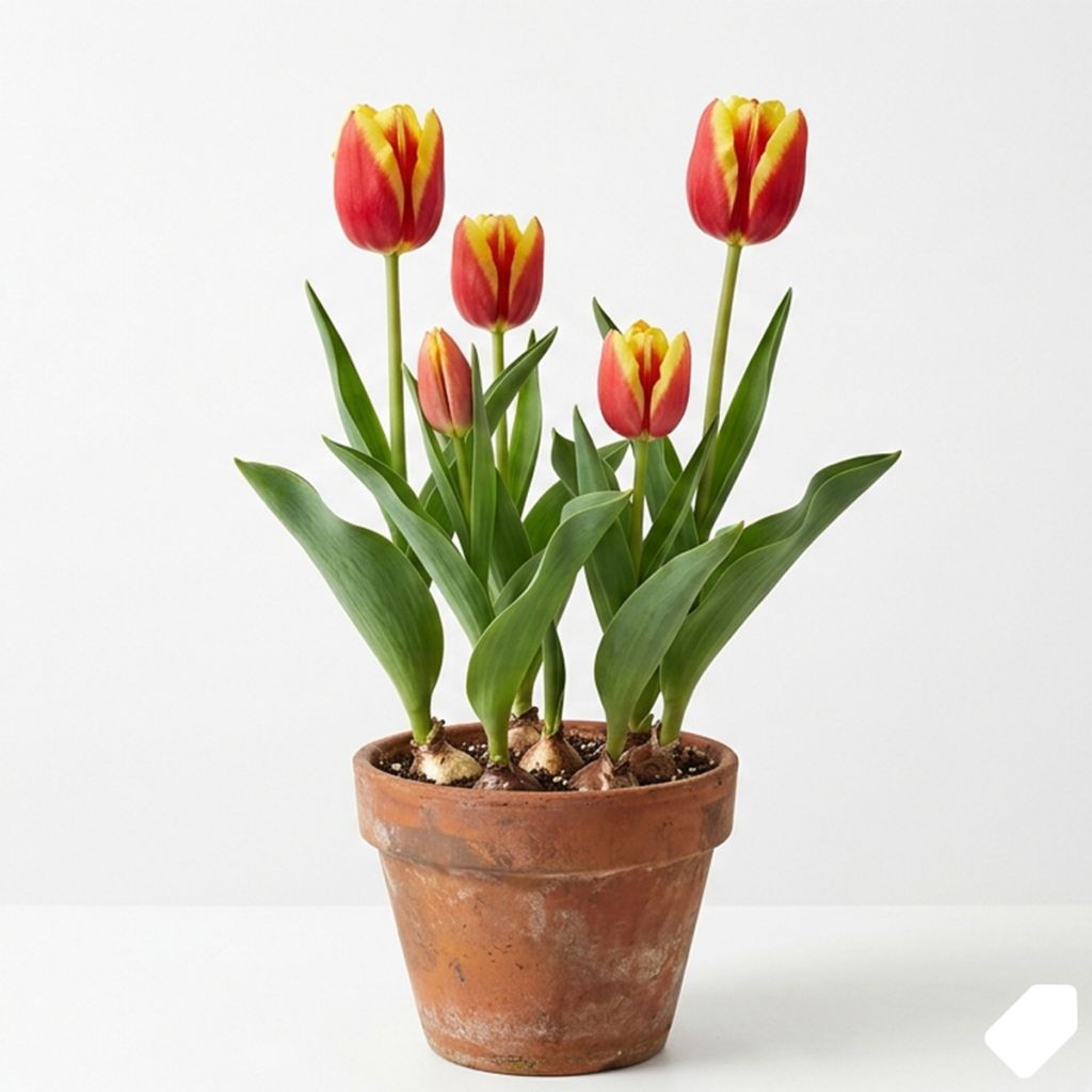 Tulipe à tige courte jaune-rouge